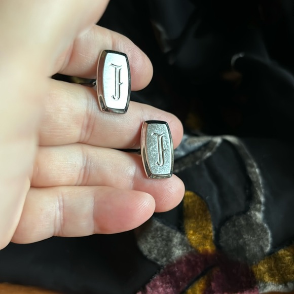 Vintage Hickok USA silver tone monogram“F” bevel edge  bullet toggle cufflinks - Picture 2 of 7